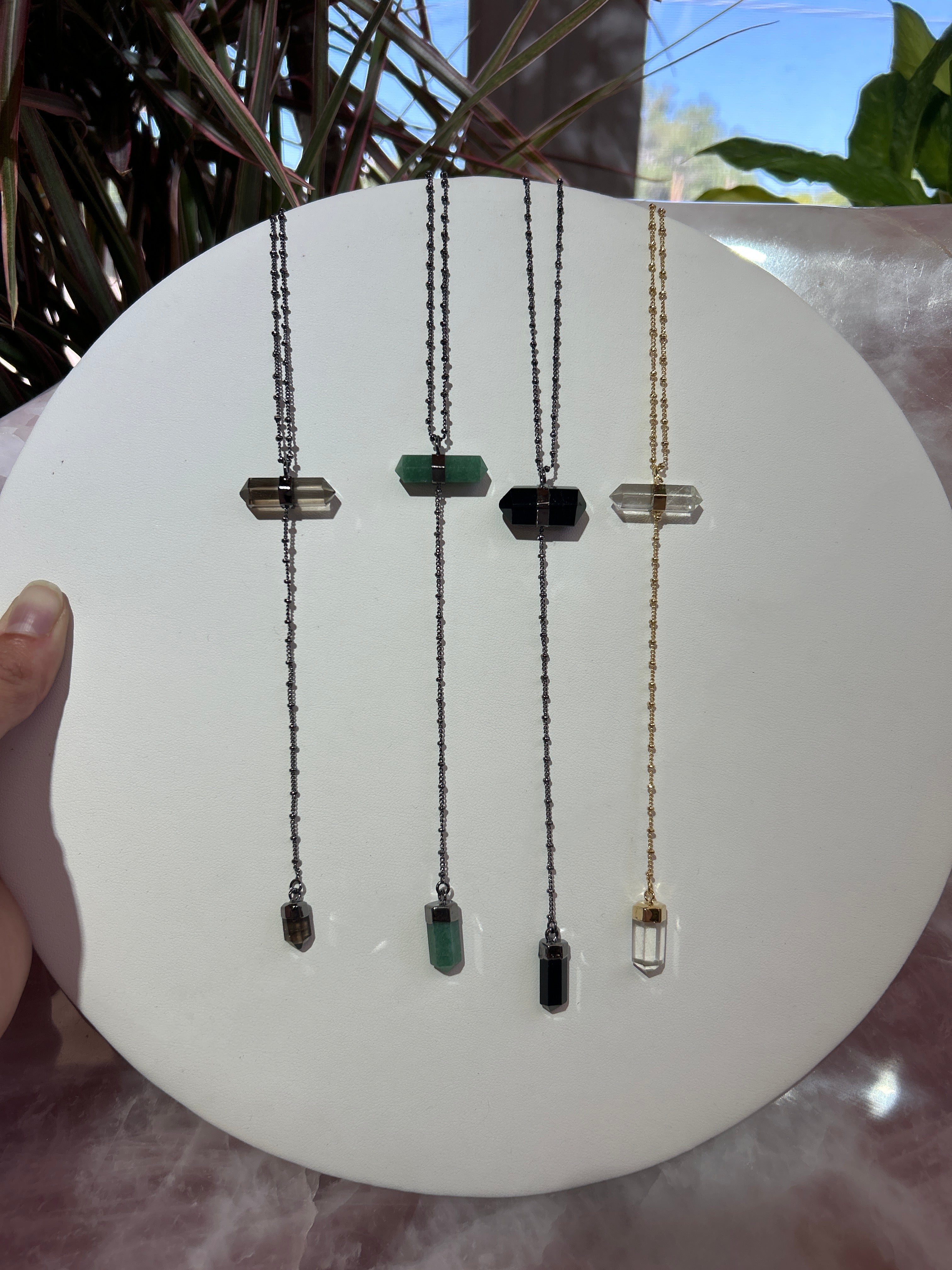 Two Stone Plated Lariat Necklace Mountain Mineral Market